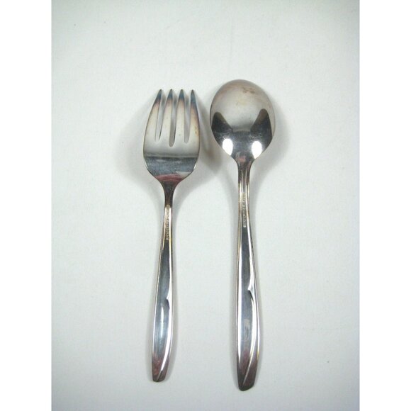Concept Pattern 1957 Vintage Supreme Silver Plate Serving Fork Spoon 2 Set - Picture 3 of 7